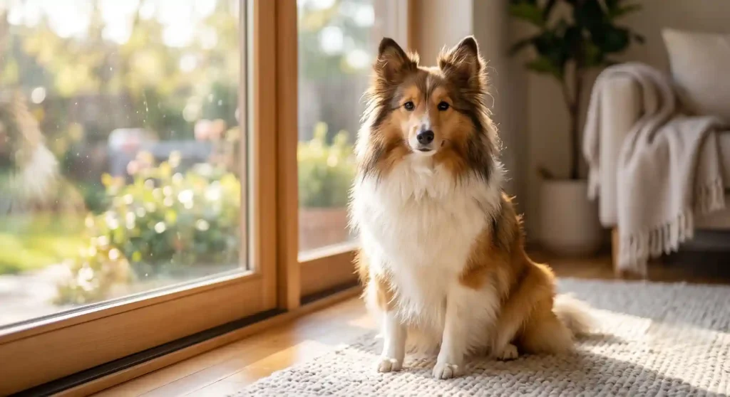 7 Small Smart Dogs in the USA That Are Easy to Train small smart dog Shetland Sheepdog sitting indoors